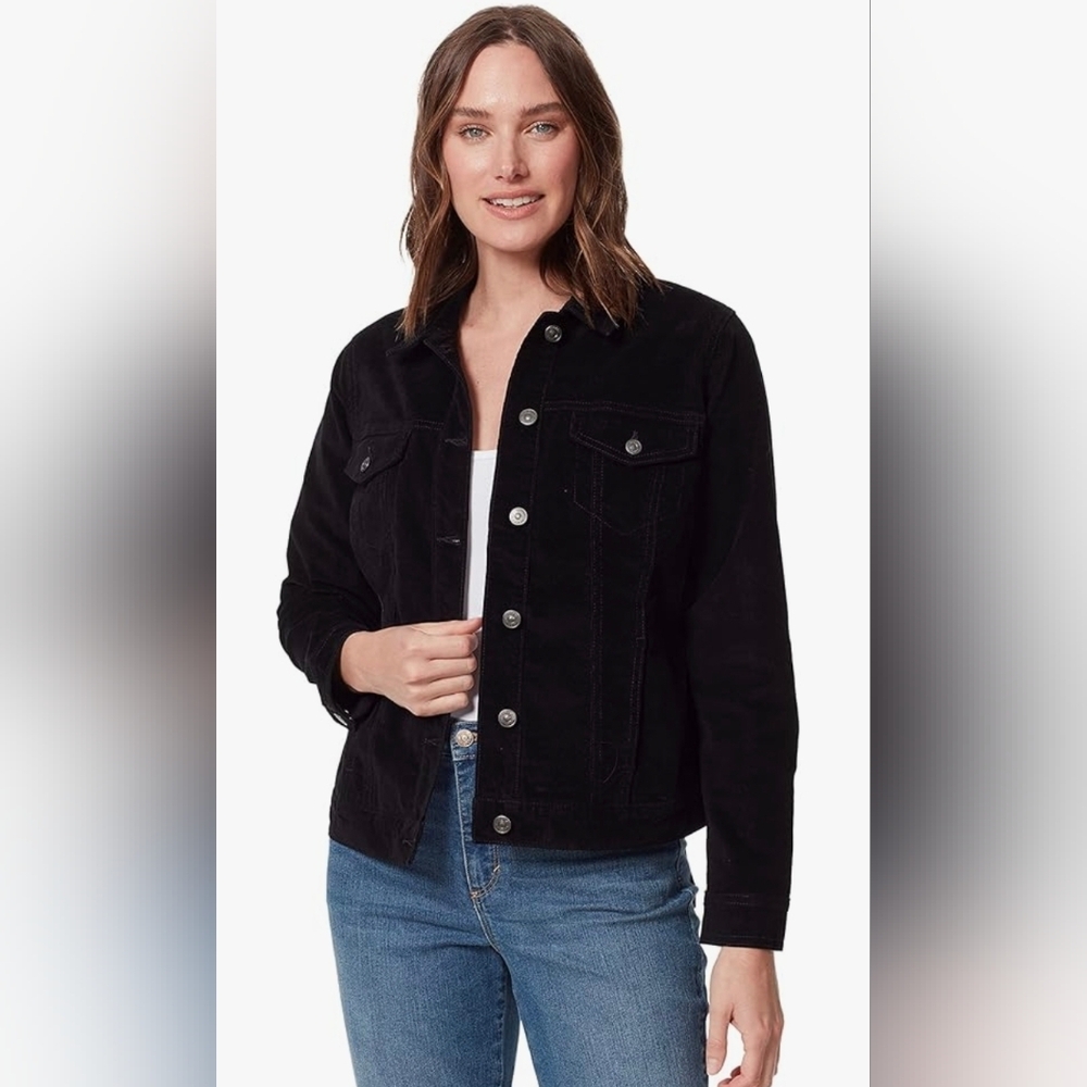 Gloria Vanderbilt Charcoal Black Jean Jacket Medium